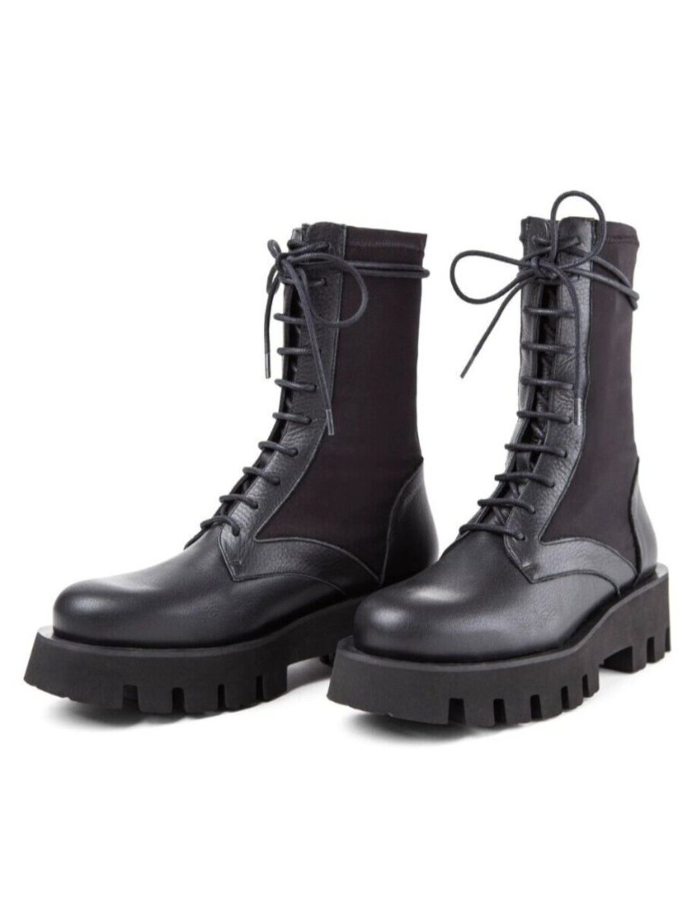 Paloma Barcelo Ahrem Womens Platform Combat Boots Black Leather Size 40 / US 9.5